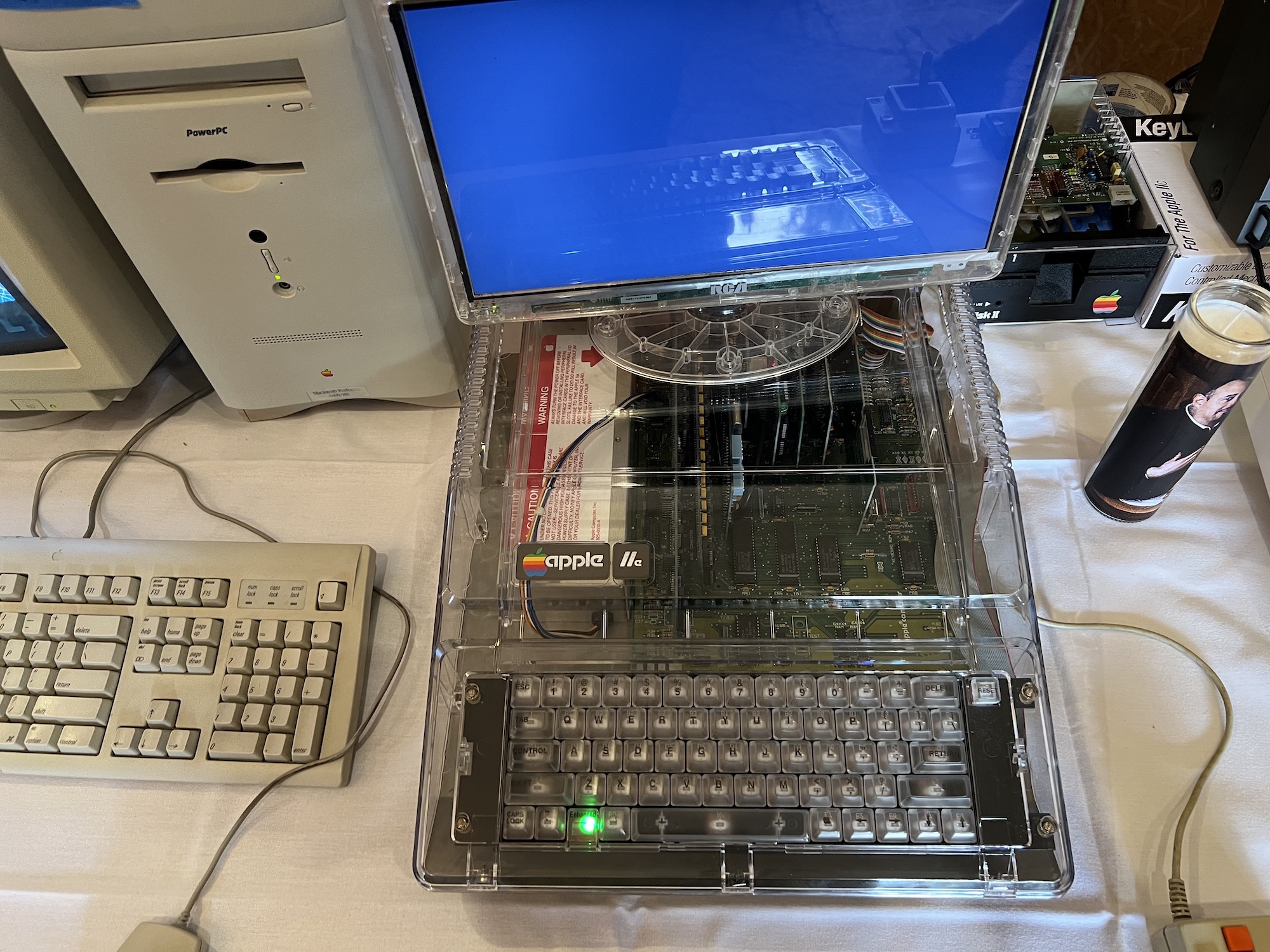 Apple II computer in a custom clear case